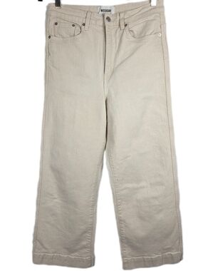 Weekday "Veer" High-Waisted Wide Leg Cropped Jeans in Ecru